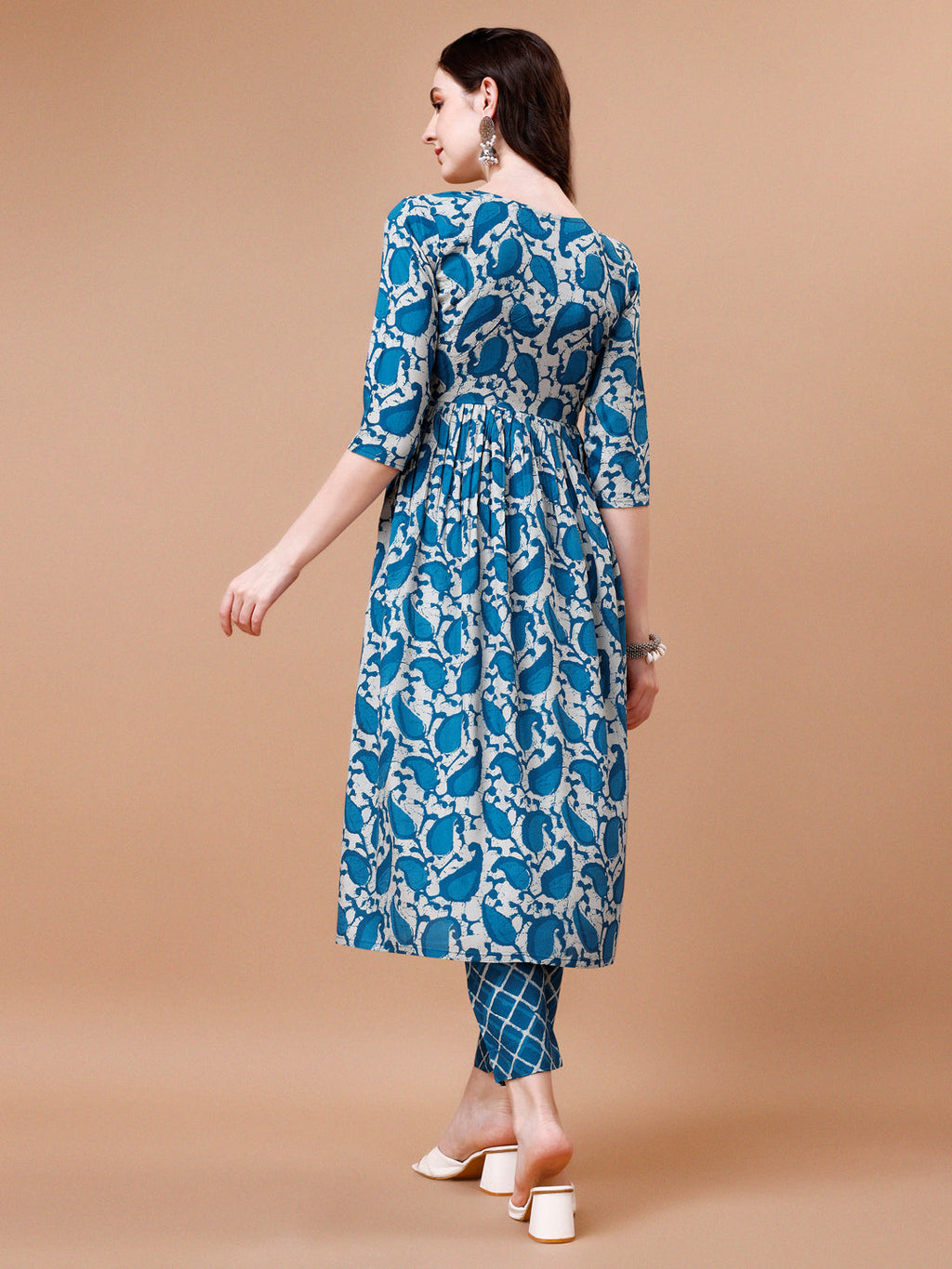 Embroidered Angrakha Style Printed & Flared Anarkali Kurta With Pant & Dupatta Set, Multicolor - Hiral Fashion - Distacart