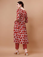 Embroidered Angrakha Style Printed & Flared Anarkali Kurta With Pant & Dupatta Set, Multicolor - Hiral Fashion - Distacart