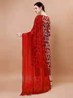 Embroidered Angrakha Style Printed & Flared Anarkali Kurta With Pant & Dupatta Set, Multicolor - Hiral Fashion - Distacart