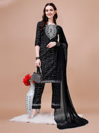 Embroidered & Bandhani Printed Kurta With Pant & Dupatta, Multicolor - Hiral Fashion - Distacart