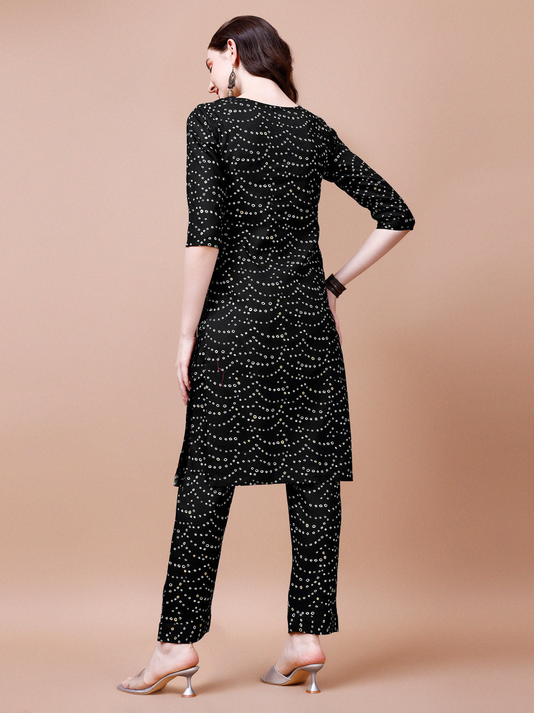 Embroidered & Bandhani Printed Kurta With Pant & Dupatta, Multicolor - Hiral Fashion - Distacart