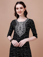 Embroidered & Bandhani Printed Kurta With Pant & Dupatta, Multicolor - Hiral Fashion - Distacart