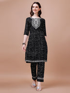 Embroidered & Bandhani Printed Kurta With Pant & Dupatta, Multicolor - Hiral Fashion - Distacart