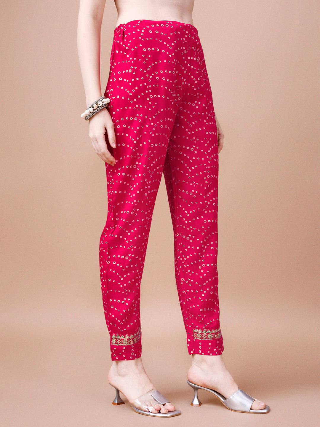 Embroidered & Bandhani Printed Kurta With Pant & Dupatta, Multicolor - Hiral Fashion - Distacart
