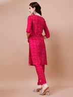 Embroidered & Bandhani Printed Kurta With Pant & Dupatta, Multicolor - Hiral Fashion - Distacart
