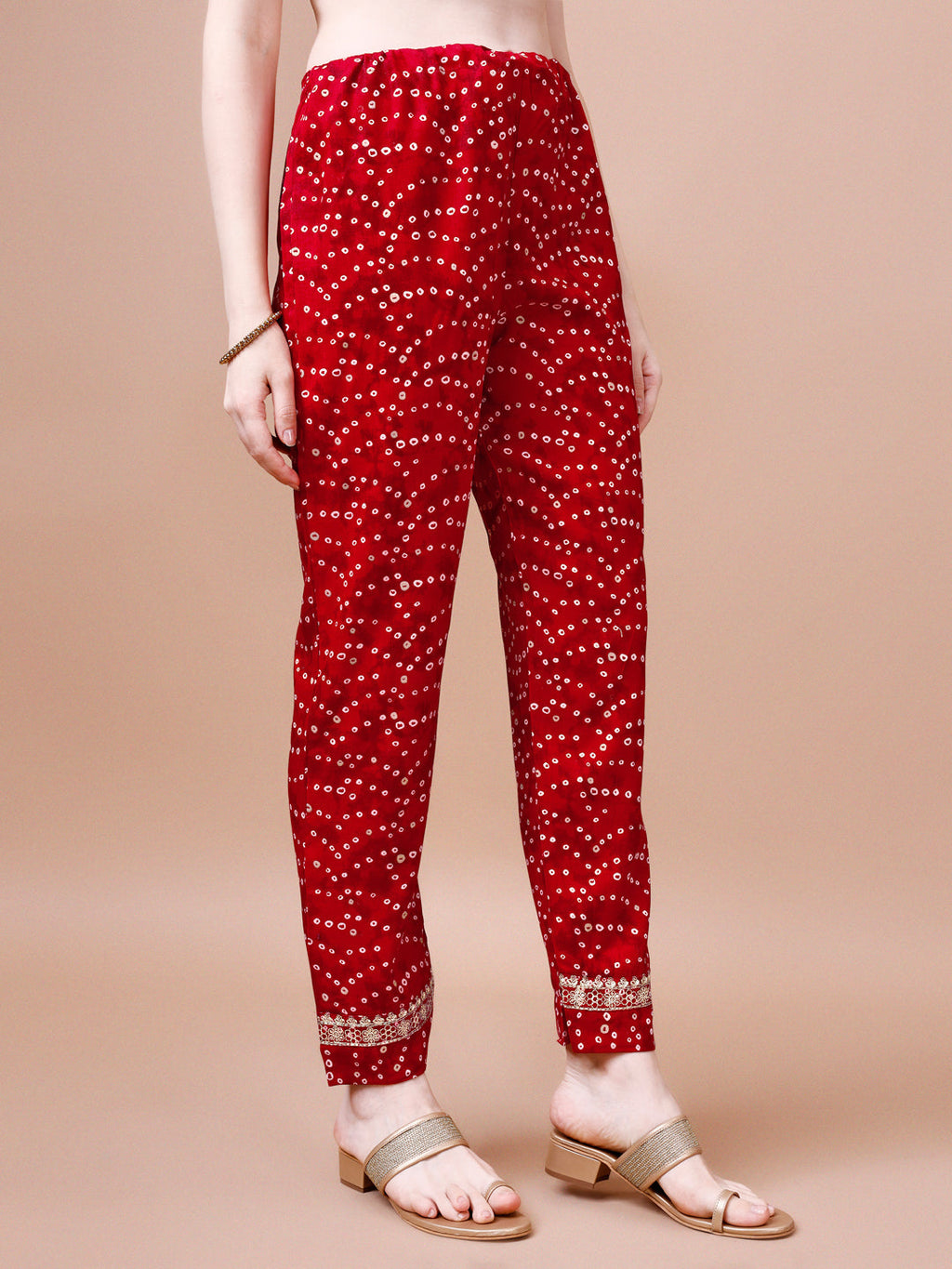 Embroidered & Bandhani Printed Kurta With Pant & Dupatta, Multicolor - Hiral Fashion - Distacart