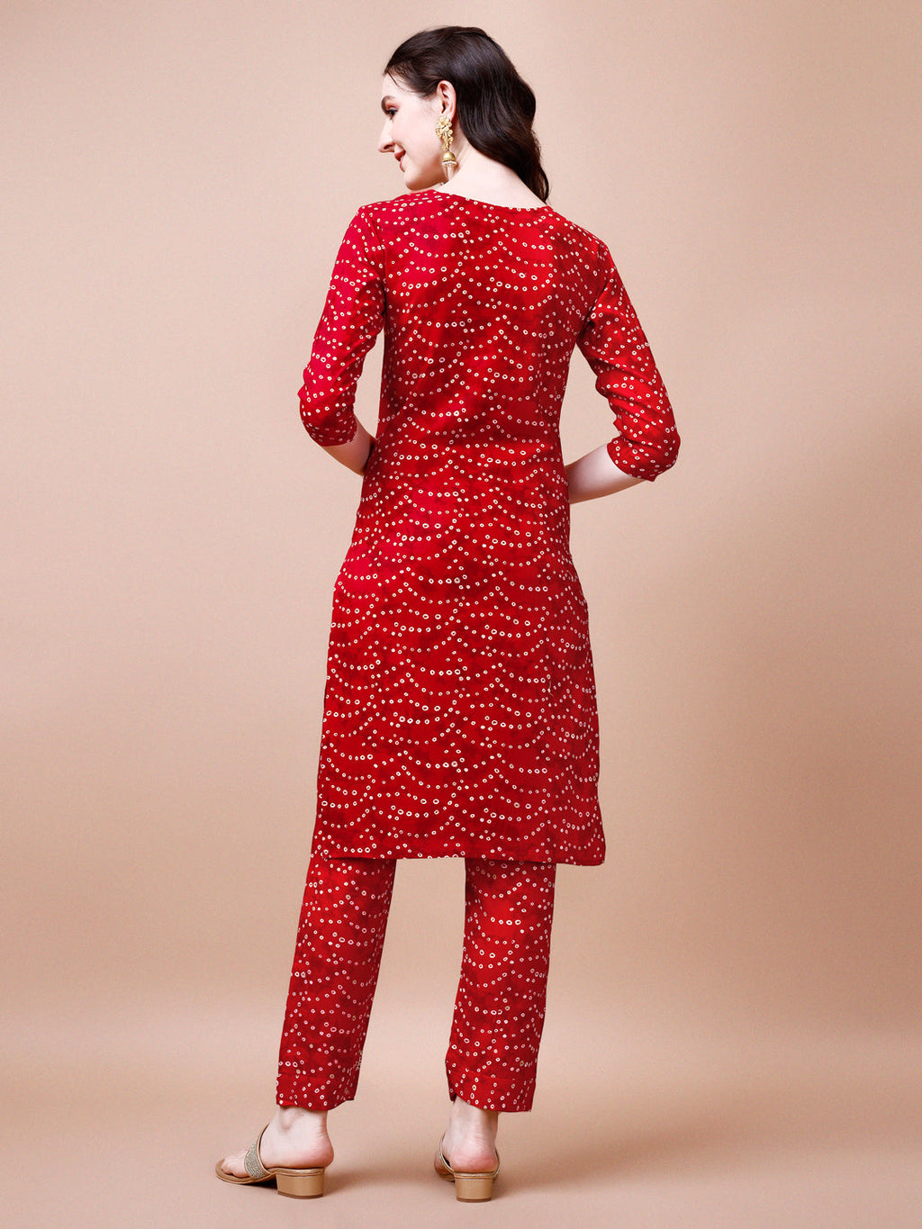 Embroidered & Bandhani Printed Kurta With Pant & Dupatta, Multicolor - Hiral Fashion - Distacart