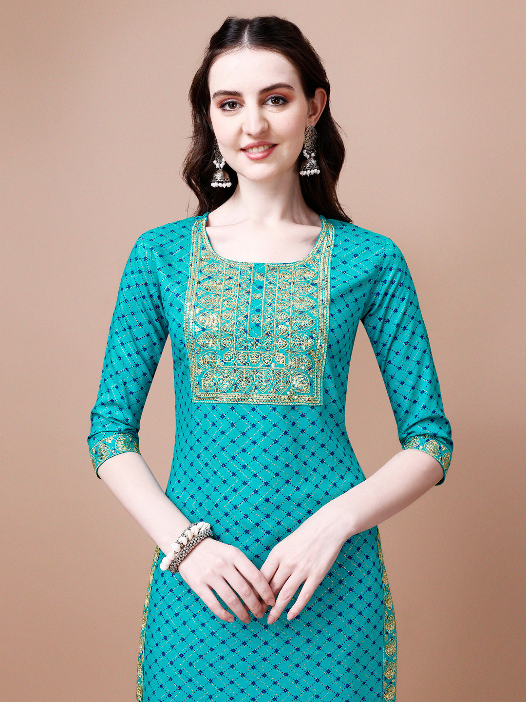 Embroidered & Quirky Printed Kurta With Pant & Dupatta, Multicolor - Hiral Fashion - Distacart
