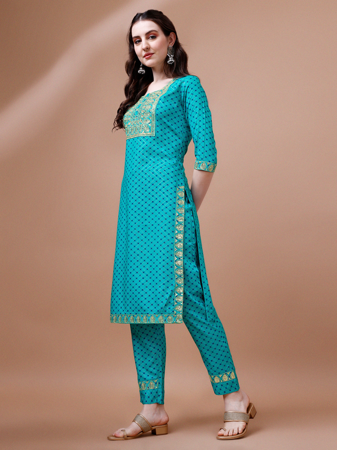 Embroidered & Quirky Printed Kurta With Pant & Dupatta, Multicolor - Hiral Fashion - Distacart