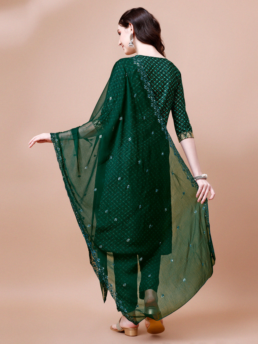 Embroidered & Quirky Printed Kurta With Pant & Dupatta, Multicolor - Hiral Fashion - Distacart