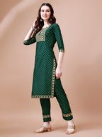 Embroidered & Quirky Printed Kurta With Pant & Dupatta, Multicolor - Hiral Fashion - Distacart