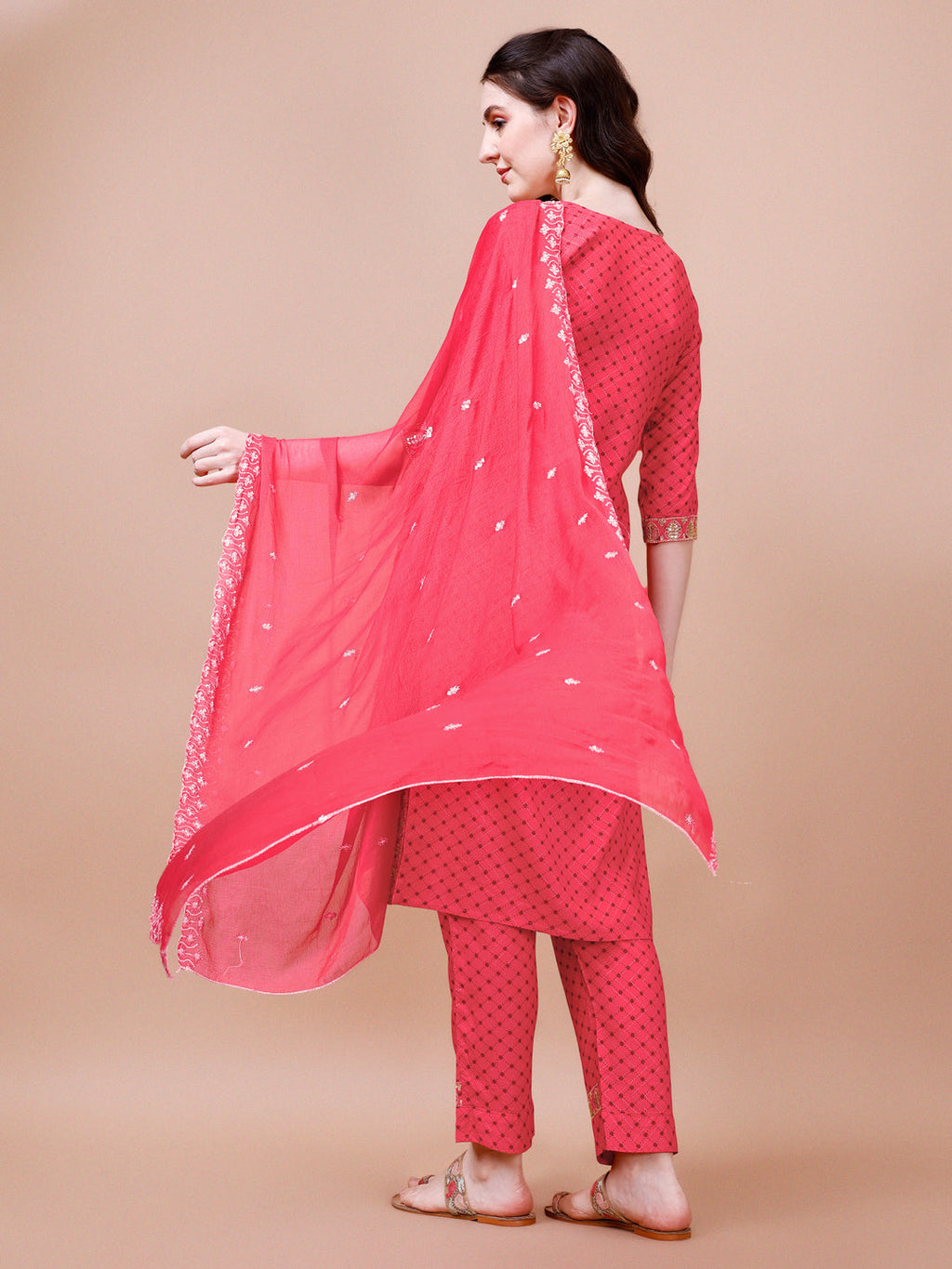 Embroidered & Quirky Printed Kurta With Pant & Dupatta, Multicolor - Hiral Fashion - Distacart