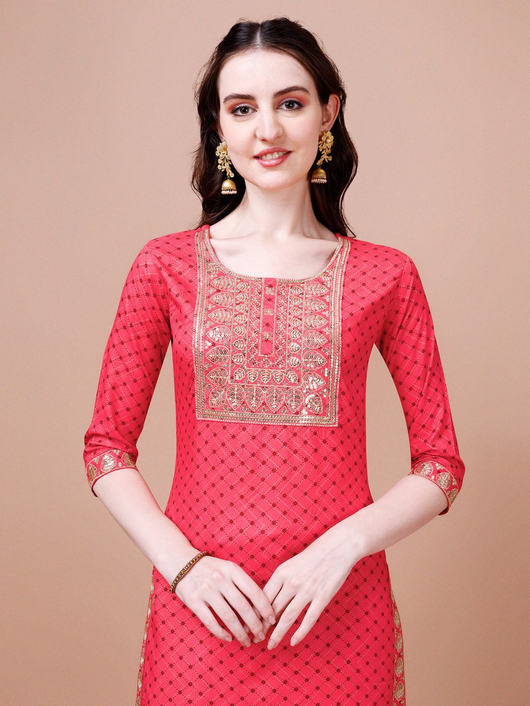 Embroidered & Quirky Printed Kurta With Pant & Dupatta, Multicolor - Hiral Fashion - Distacart