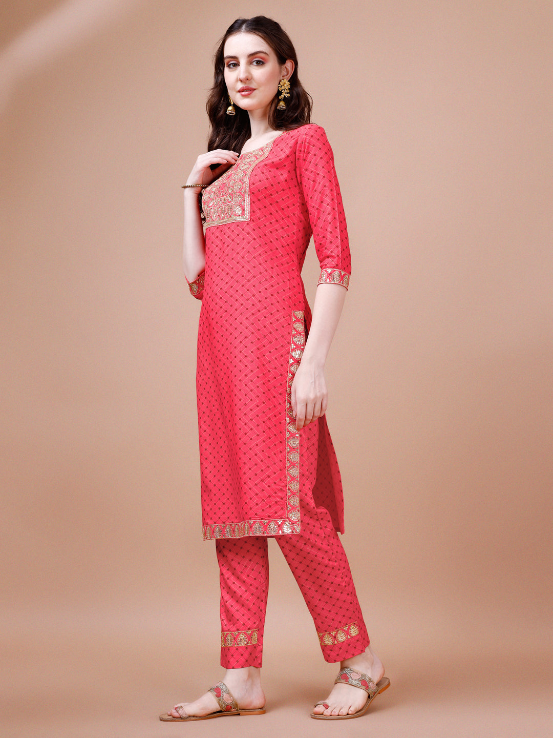 Embroidered & Quirky Printed Kurta With Pant & Dupatta, Multicolor - Hiral Fashion - Distacart