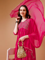 Alia Cut Embroidered & Printed Kurta With Pant & Dupatta, Multicolor - Hiral Fashion - Distacart