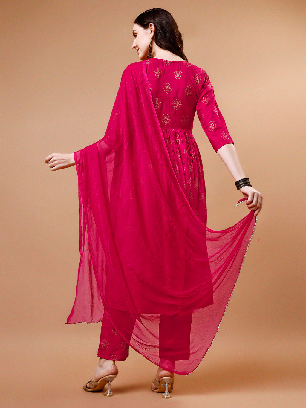 Alia Cut Embroidered & Printed Kurta With Pant & Dupatta, Multicolor - Hiral Fashion - Distacart