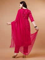 Alia Cut Embroidered & Printed Kurta With Pant & Dupatta, Multicolor - Hiral Fashion - Distacart