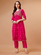 Alia Cut Embroidered & Printed Kurta With Pant & Dupatta, Multicolor - Hiral Fashion - Distacart