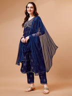 Alia Cut Embroidered & Printed Kurta With Pant & Dupatta, Multicolor - Hiral Fashion - Distacart