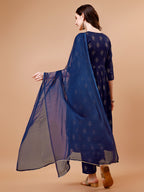 Alia Cut Embroidered & Printed Kurta With Pant & Dupatta, Multicolor - Hiral Fashion - Distacart