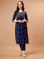 Alia Cut Embroidered & Printed Kurta With Pant & Dupatta, Multicolor - Hiral Fashion - Distacart