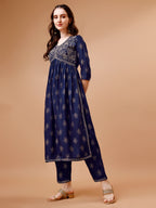 Alia Cut Embroidered & Printed Kurta With Pant & Dupatta, Multicolor - Hiral Fashion - Distacart