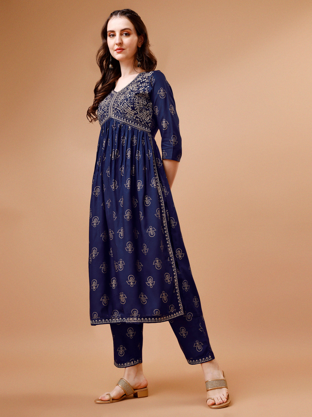 Alia Cut Embroidered & Printed Kurta With Pant & Dupatta, Multicolor - Hiral Fashion - Distacart