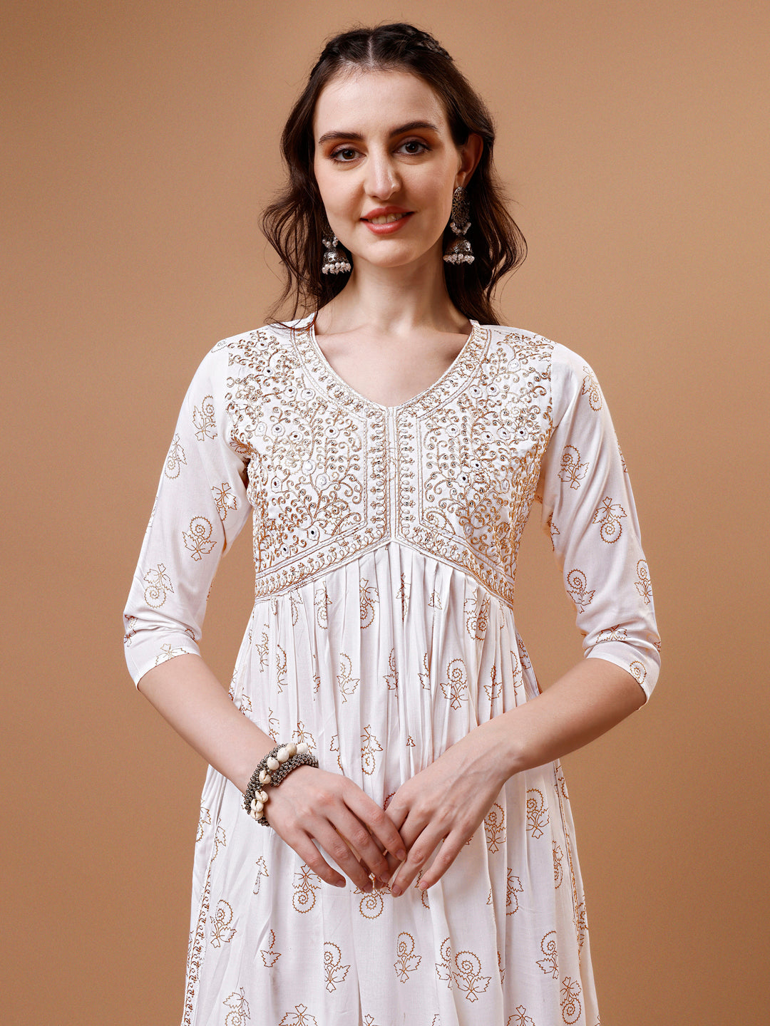 Alia Cut Embroidered & Printed Kurta With Pant & Dupatta, Multicolor - Hiral Fashion - Distacart