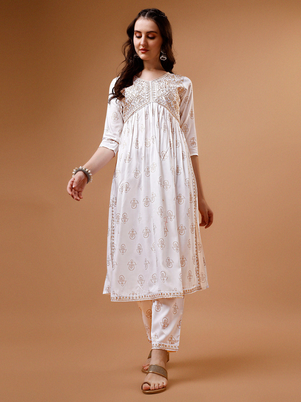 Alia Cut Embroidered & Printed Kurta With Pant & Dupatta, Multicolor - Hiral Fashion - Distacart