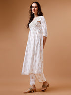 Alia Cut Embroidered & Printed Kurta With Pant & Dupatta, Multicolor - Hiral Fashion - Distacart