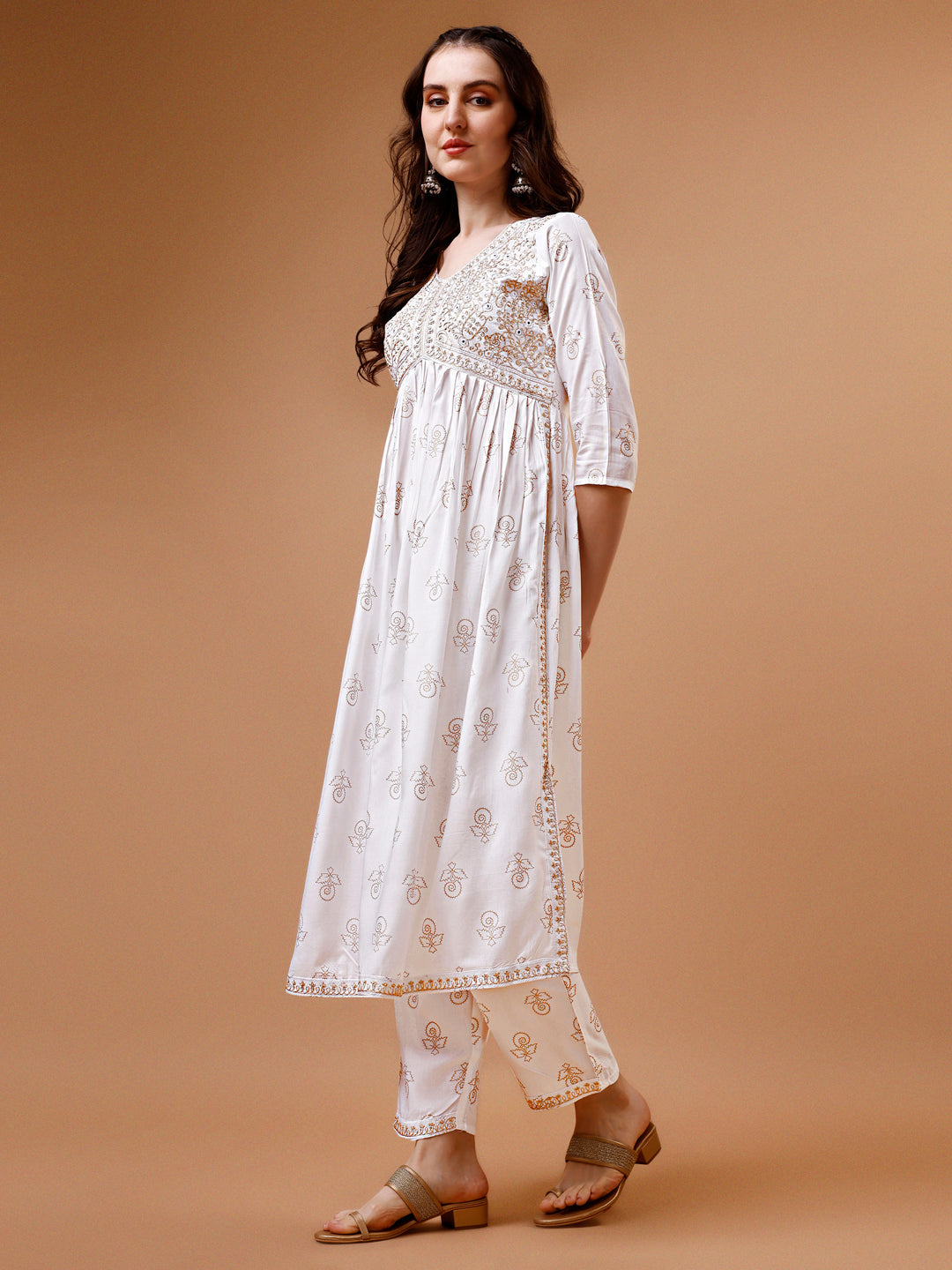Alia Cut Embroidered & Printed Kurta With Pant & Dupatta, Multicolor - Hiral Fashion - Distacart