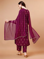 Alia Cut Embroidered & Printed Kurta With Pant & Dupatta, Multicolor - Hiral Fashion