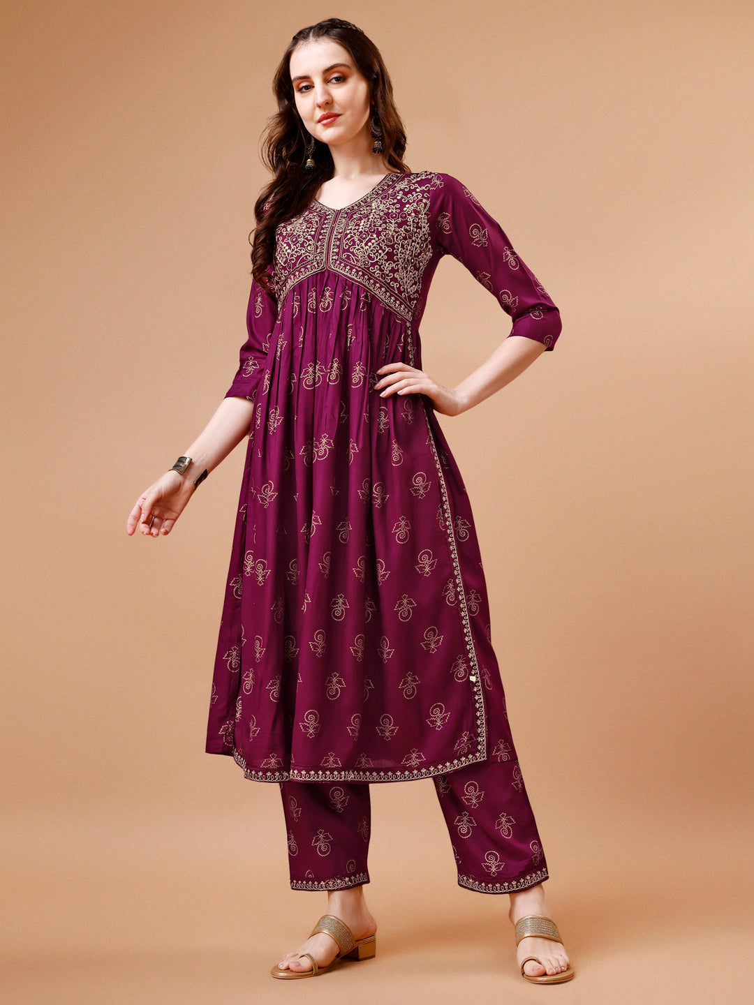 Alia Cut Embroidered & Printed Kurta With Pant & Dupatta, Multicolor - Hiral Fashion