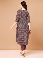Alia Cut Embroidered & Printed Kurta With Pant & Dupatta, Multicolor - Hiral Fashion - Distacart