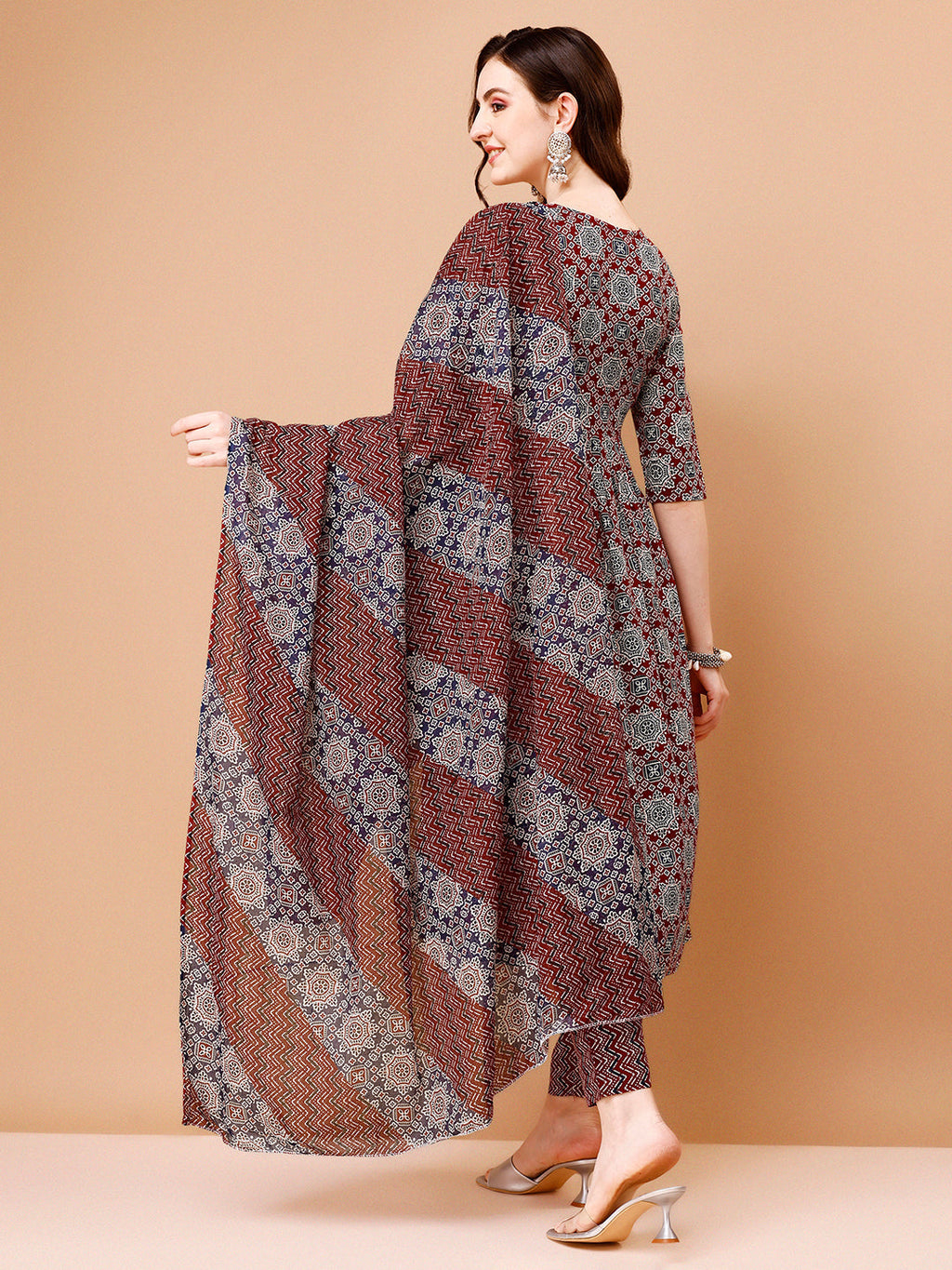 Alia Cut Embroidered & Printed Kurta With Pant & Dupatta, Multicolor - Hiral Fashion - Distacart