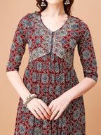 Alia Cut Embroidered & Printed Kurta With Pant & Dupatta, Multicolor - Hiral Fashion - Distacart