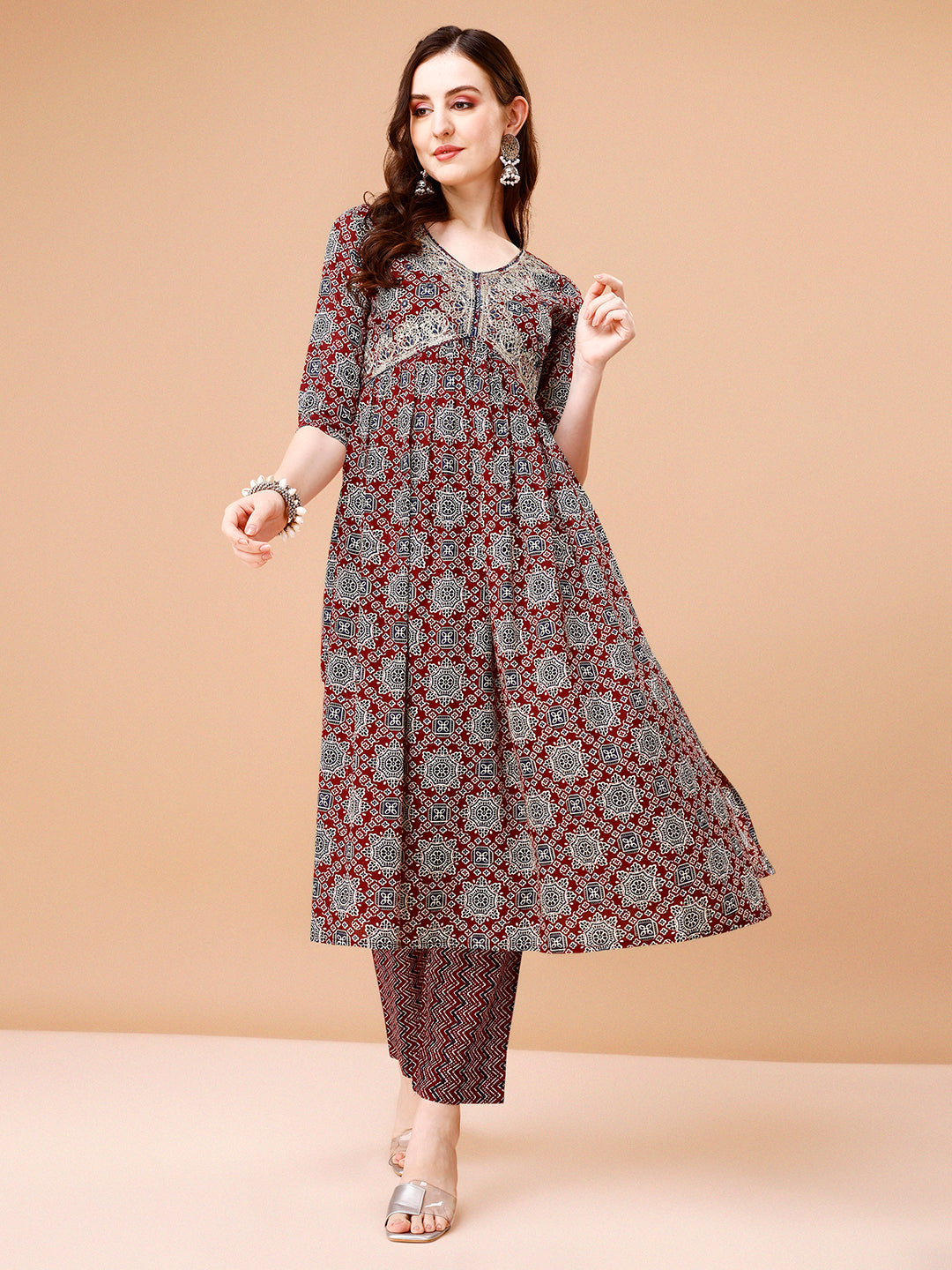 Alia Cut Embroidered & Printed Kurta With Pant & Dupatta, Multicolor - Hiral Fashion - Distacart