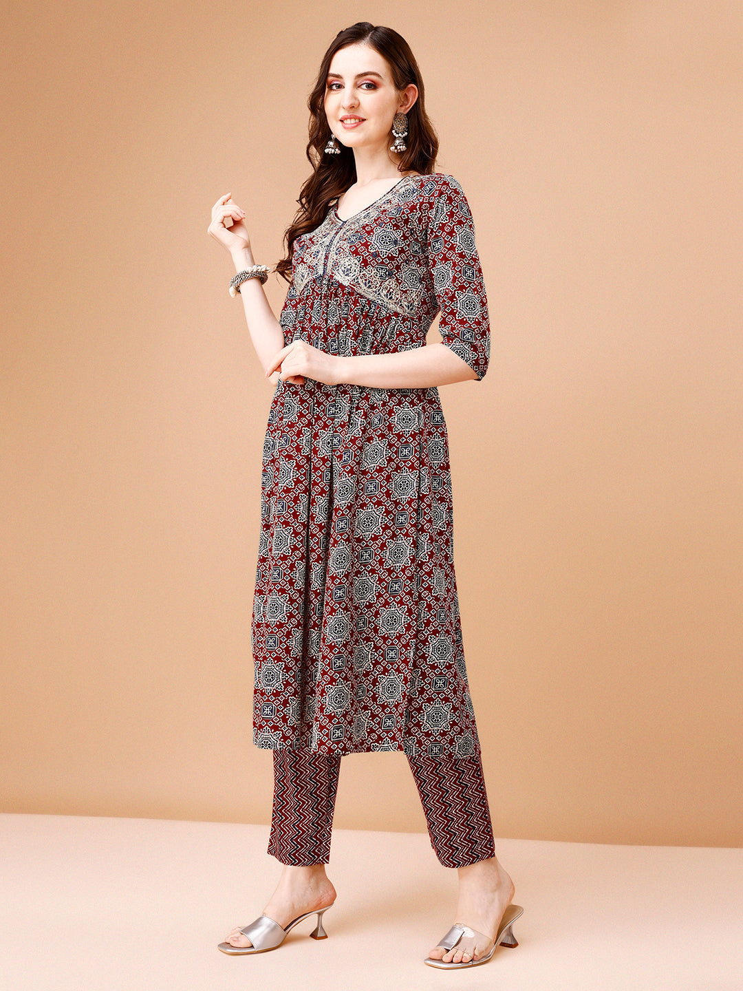 Alia Cut Embroidered & Printed Kurta With Pant & Dupatta, Multicolor - Hiral Fashion - Distacart