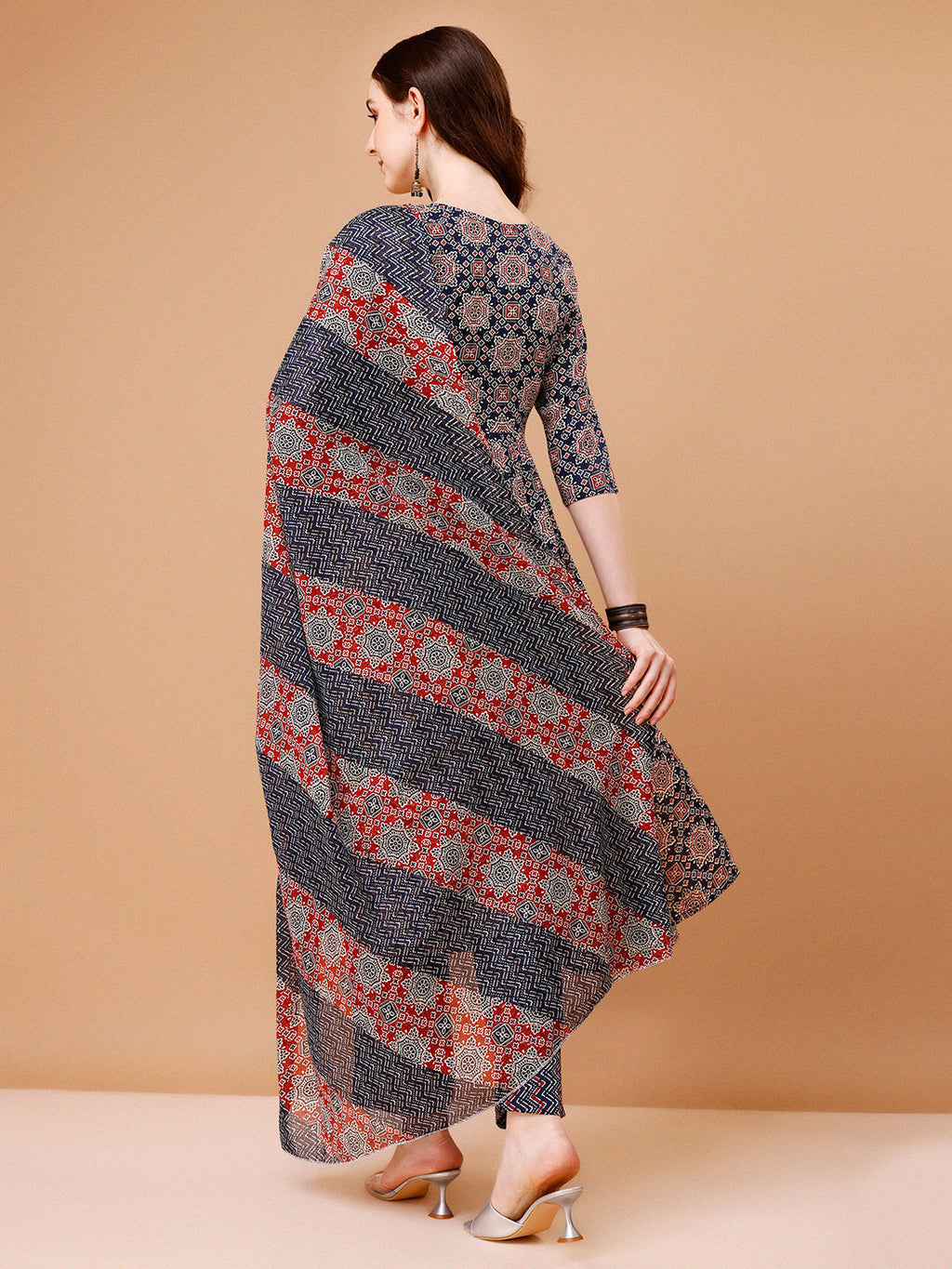 Alia Cut Embroidered & Printed Kurta With Pant & Dupatta, Multicolor - Hiral Fashion - Distacart