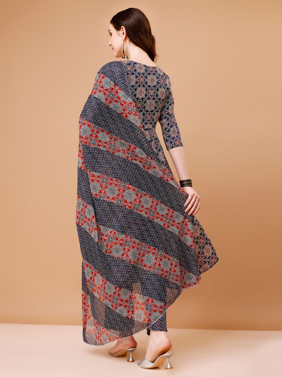 Alia Cut Embroidered & Printed Kurta With Pant & Dupatta, Multicolor - Hiral Fashion - Distacart