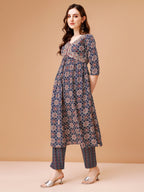 Alia Cut Embroidered & Printed Kurta With Pant & Dupatta, Multicolor - Hiral Fashion - Distacart
