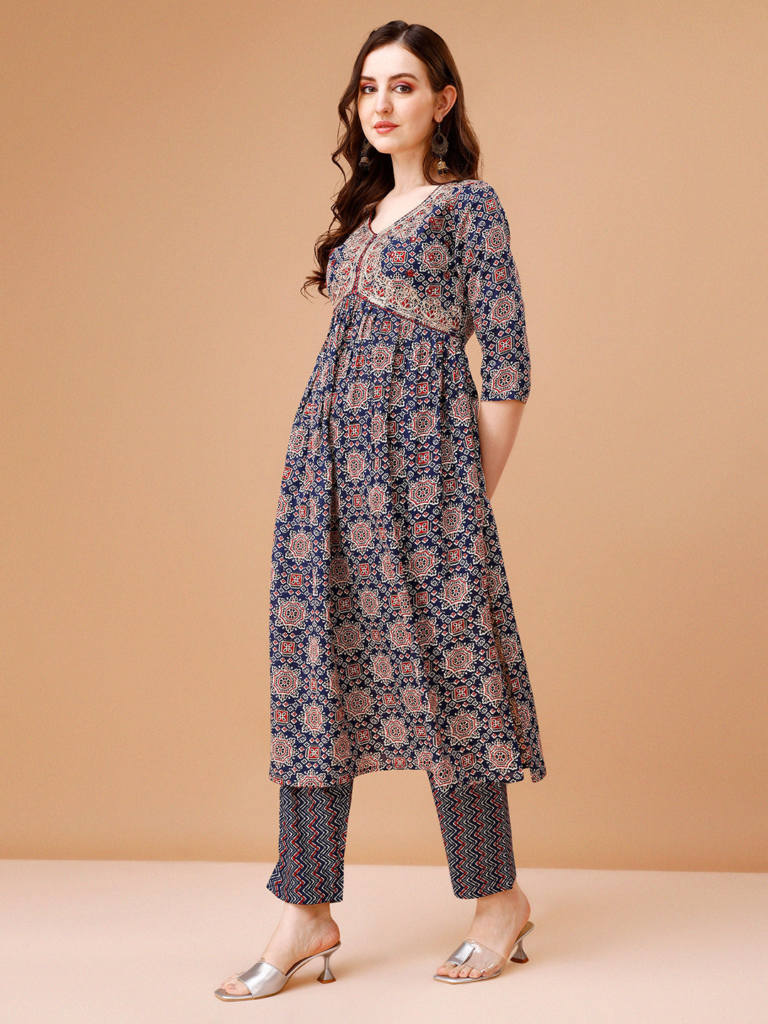 Alia Cut Embroidered & Printed Kurta With Pant & Dupatta, Multicolor - Hiral Fashion - Distacart
