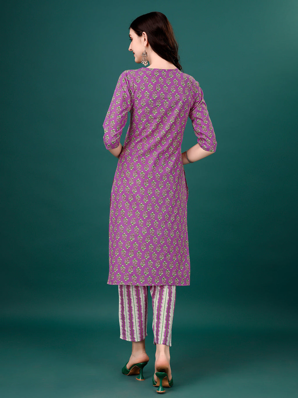 Embroidered & Printed Angrakha Style Kurta With Printed Pant & Dupatta, Multicolor - Hiral Fashion - Distacart