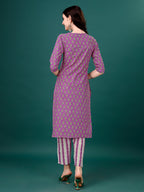 Embroidered & Printed Angrakha Style Kurta With Printed Pant & Dupatta, Multicolor - Hiral Fashion - Distacart