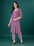 Embroidered & Printed Angrakha Style Kurta With Printed Pant & Dupatta, Multicolor - Hiral Fashion - Distacart