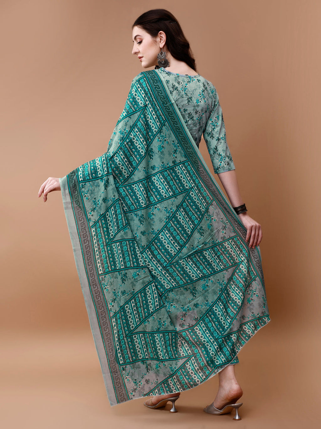 Embroidered And Floral Printed Kurta With Pant & Dupatta, Multicolor - Hiral Fashion - Distacart