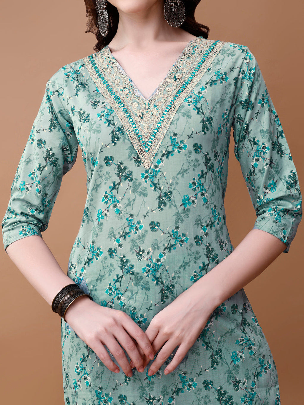 Embroidered And Floral Printed Kurta With Pant & Dupatta, Multicolor - Hiral Fashion - Distacart
