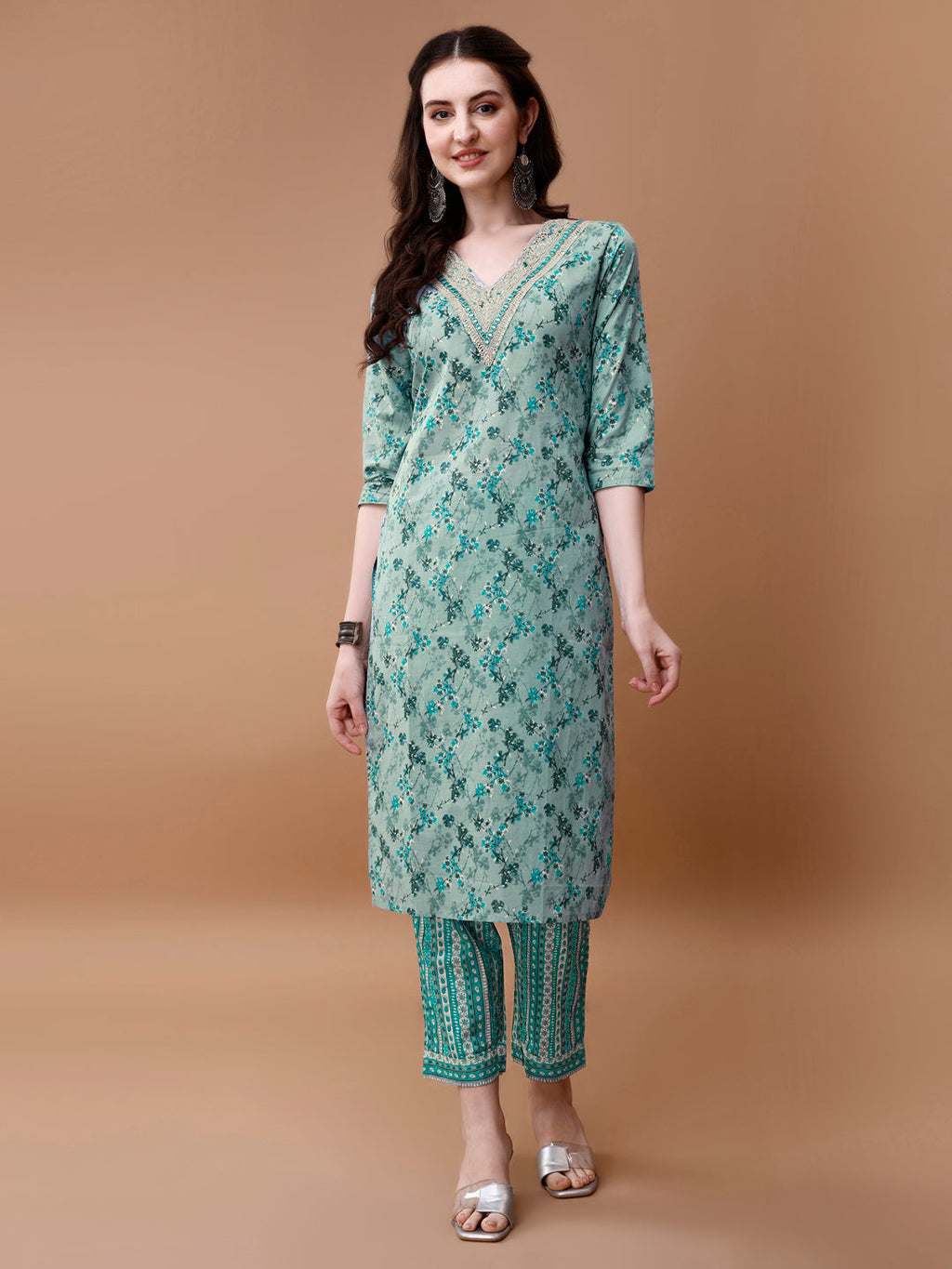 Embroidered And Floral Printed Kurta With Pant & Dupatta, Multicolor - Hiral Fashion - Distacart