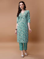 Embroidered And Floral Printed Kurta With Pant & Dupatta, Multicolor - Hiral Fashion - Distacart