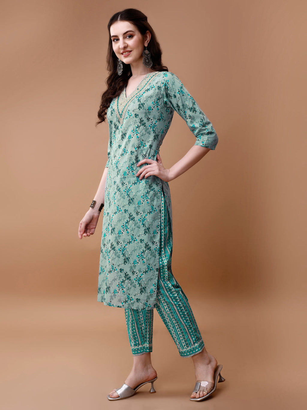 Embroidered And Floral Printed Kurta With Pant & Dupatta, Multicolor - Hiral Fashion - Distacart